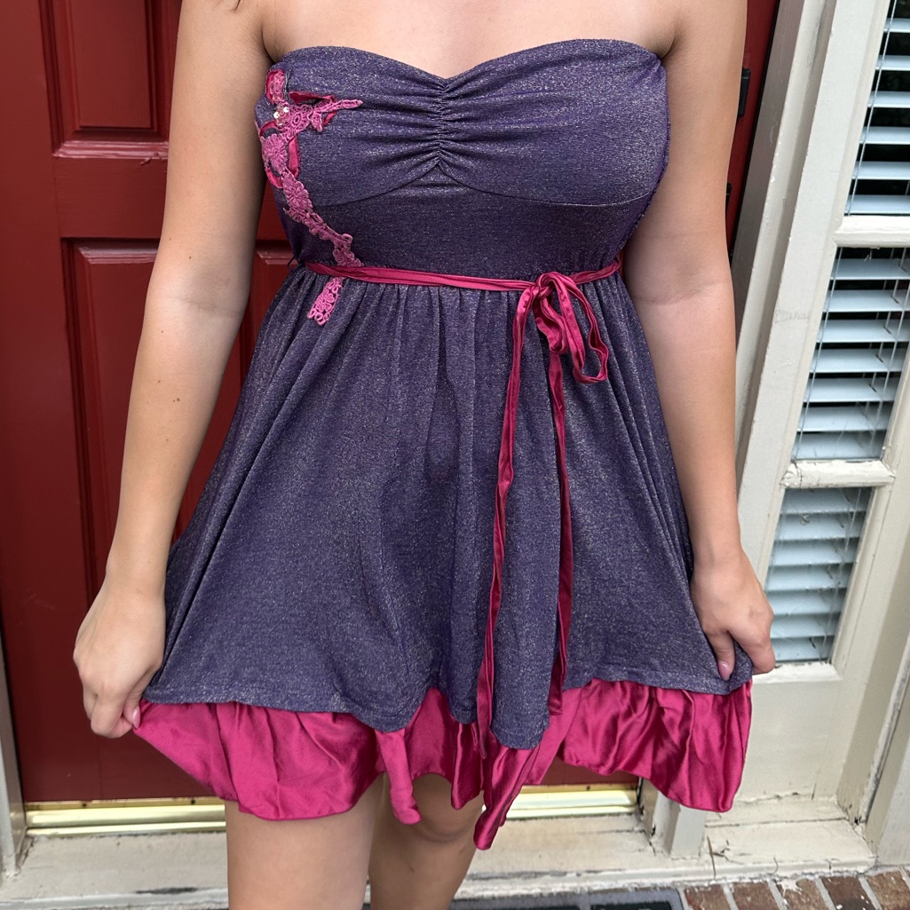 Free People Strapless Sparkly Purple And Pink Dress